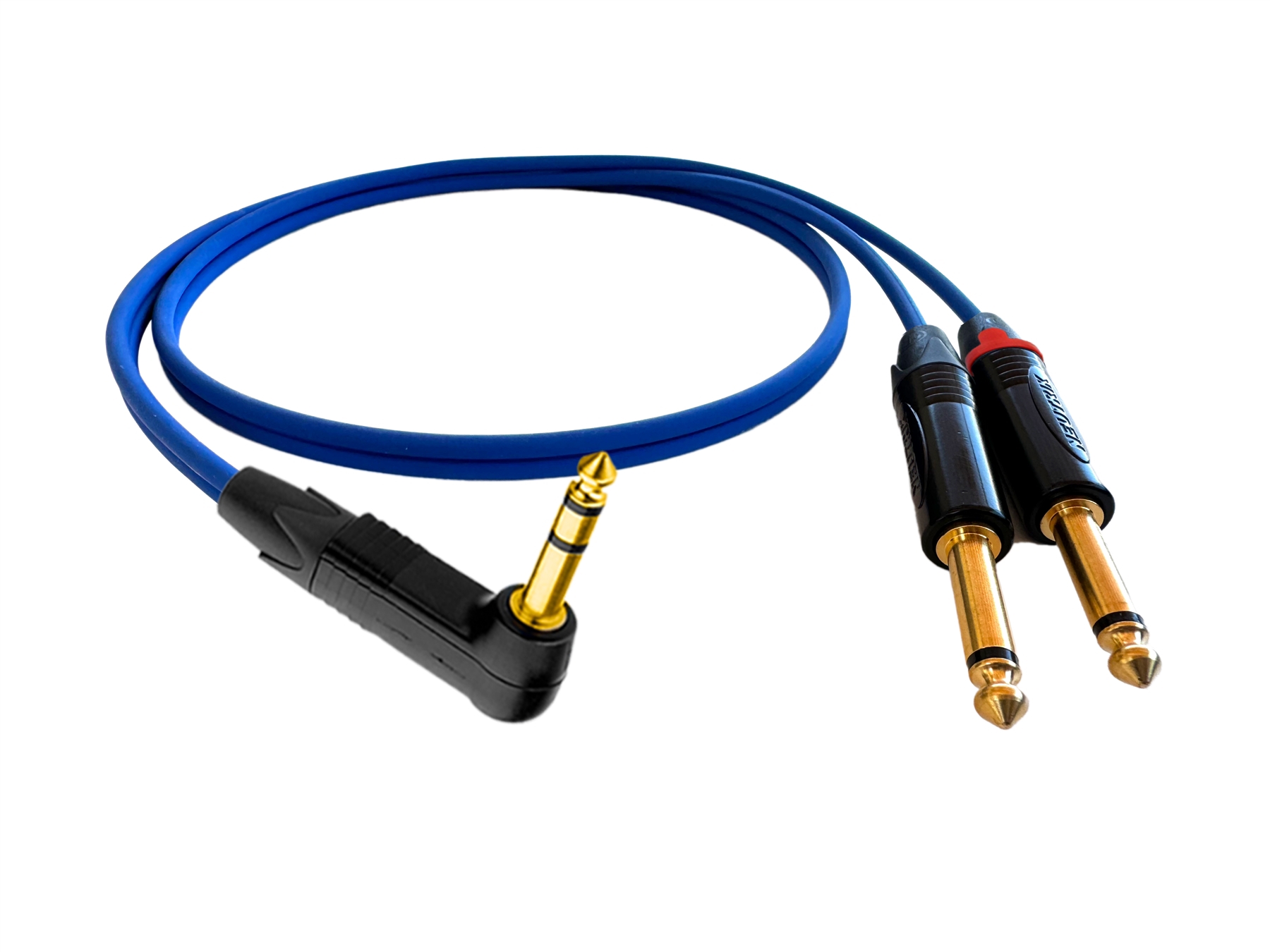 Stereo Instrument Cable for Guitar or Bass w/ Sommer & Neutrik Gold 90° Right-Angle 1/4